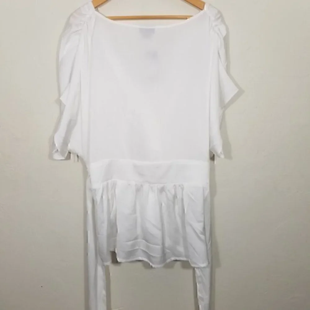 NWT City Chic Top Tangled Tie Waist Blouse Top Shirt White Size M